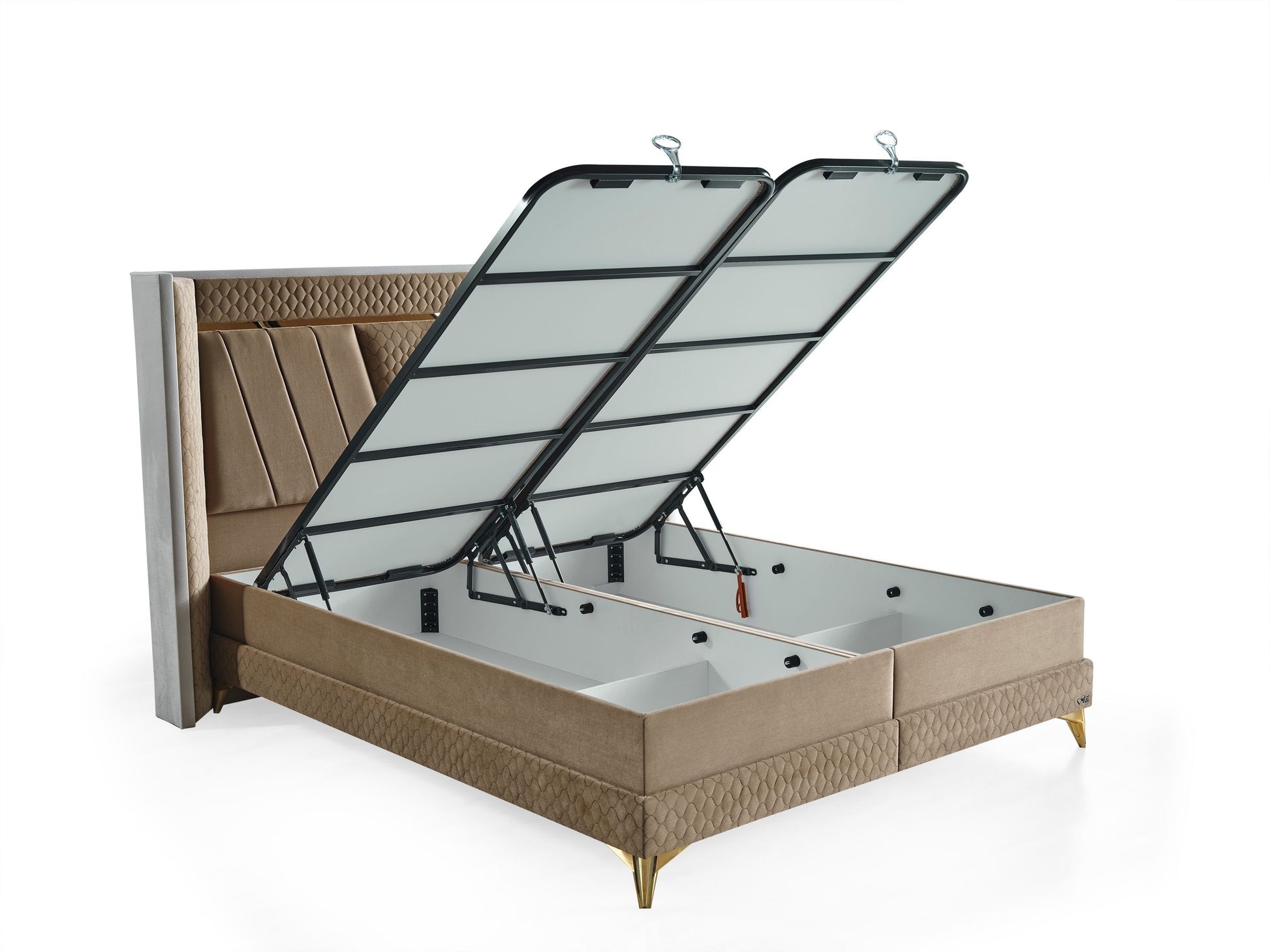 Schlafzimmer-Set "Elvina" – Bett mit Bettkasten mit Matratze, Nachttisch, Kommode, Bettbank