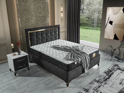 Schlafzimmer-Set "Florimella" – Bett mit Bettkasten, Nachttisch, Mit Matratze