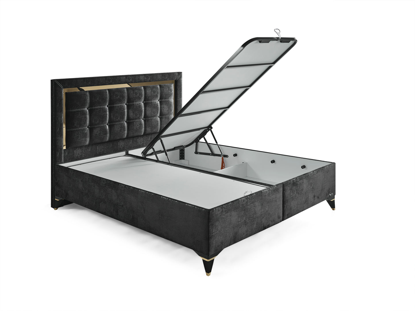 Schlafzimmer-Set "Florimella" – Bett mit Bettkasten, Nachttisch, Mit Matratze