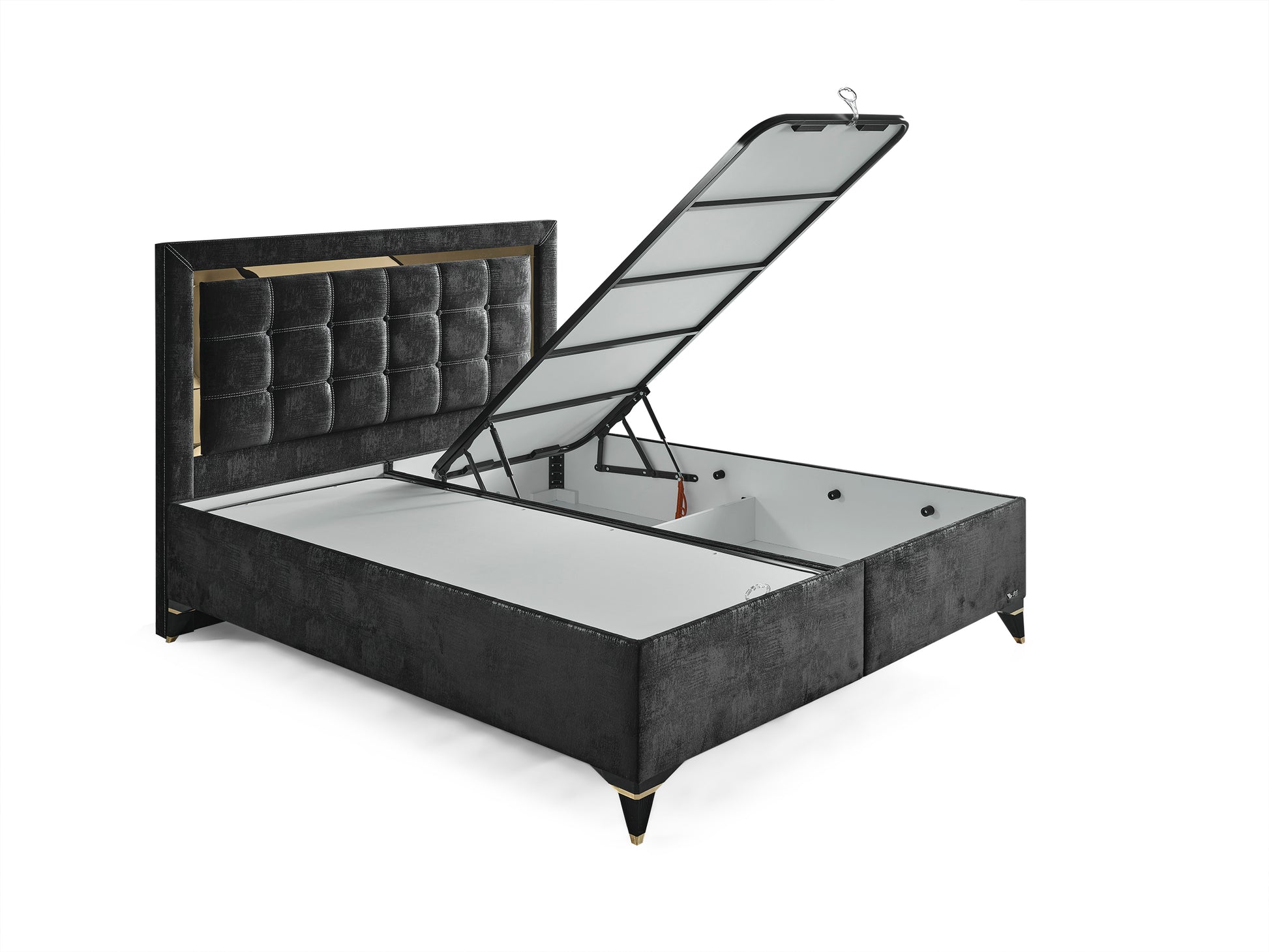 Schlafzimmer-Set "Florimella" – Bett mit Bettkasten, Nachttisch, Mit Matratze