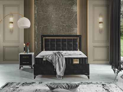 Schlafzimmer-Set "Florimella" – Bett mit Bettkasten, Nachttisch, Mit Matratze
