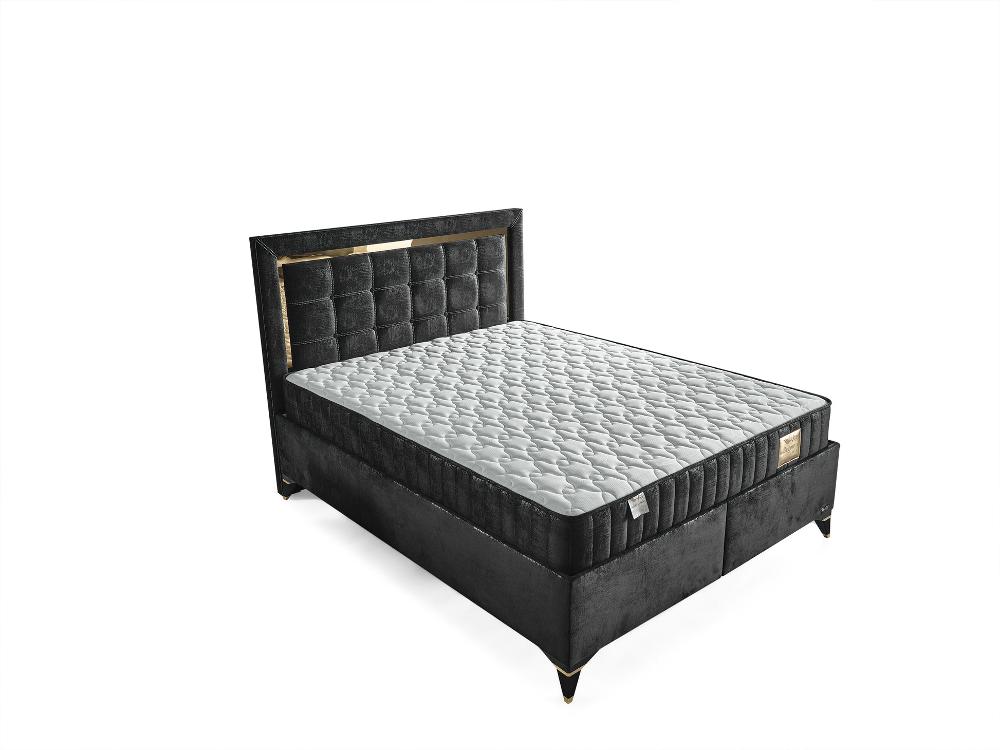 Schlafzimmer-Set "Florimella" – Bett mit Bettkasten, Nachttisch, Mit Matratze
