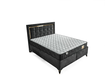 Schlafzimmer-Set "Florimella" – Bett mit Bettkasten, Nachttisch, Mit Matratze