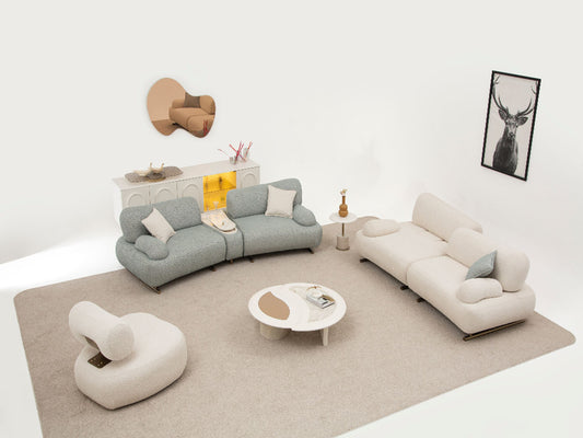Sitzgruppe/Sofa Set - Wohnzimmergarnitur "Foxglove" 3+2+1 - Hellblau/Beige - nobelaa