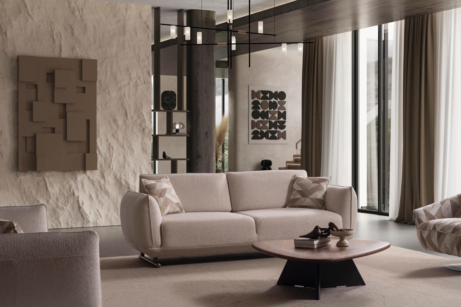 Sitzgruppe/Sofa Set - Wohnzimmergarnitur "Gladiola" 3+3+1 - Beige - Nobelaa