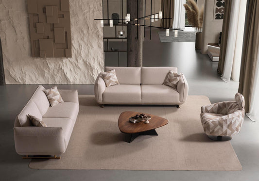 Sitzgruppe/Sofa Set - Wohnzimmergarnitur "Gladiola" 3+3+1 - Beige - Nobelaa
