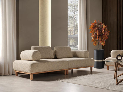 Sitzgruppe/Sofa Set - Wohnzimmergarnitur "Goldenrod" - Beige/Orange- Nobelaa