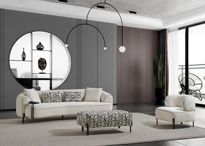 Sitzgruppe/Sofa Set - Wohnzimmergarnitur "Honeysuckle" 3+2+1 + Hocker - Weiß - Nobelaa