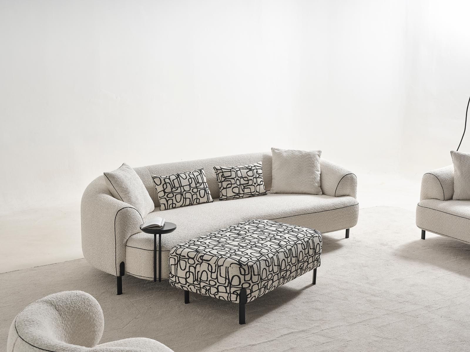 Sitzgruppe/Sofa Set - Wohnzimmergarnitur "Honeysuckle" 3+2+1 + Hocker - Weiß - Nobelaa
