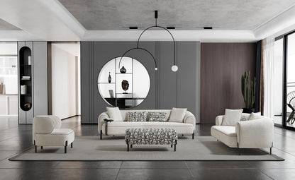 Sitzgruppe/Sofa Set - Wohnzimmergarnitur "Honeysuckle" 3+2+1 + Hocker - Weiß - Nobelaa