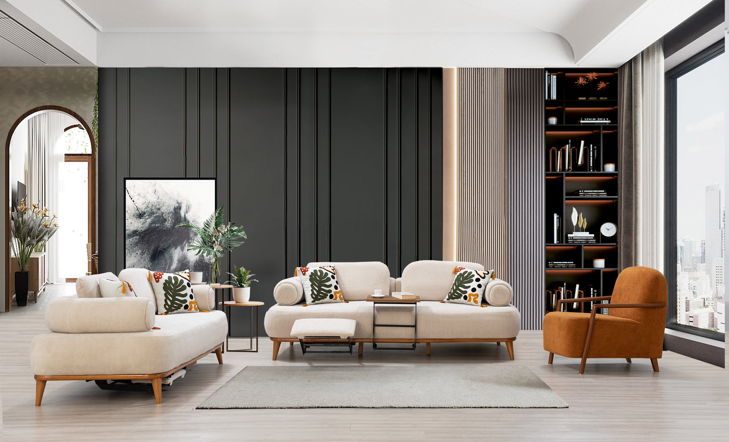 Sitzgruppe/Sofa Set - Wohnzimmergarnitur "Hortensia" 3+3+1 - Nobelaa