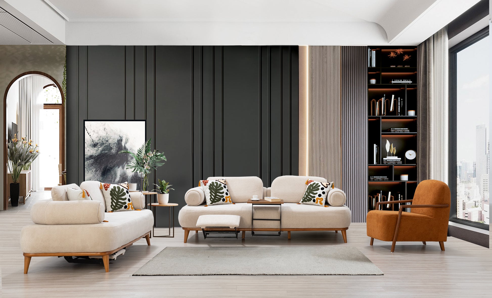 Sitzgruppe/Sofa Set - Wohnzimmergarnitur "Hortensia" 3+3+1 - Nobelaa