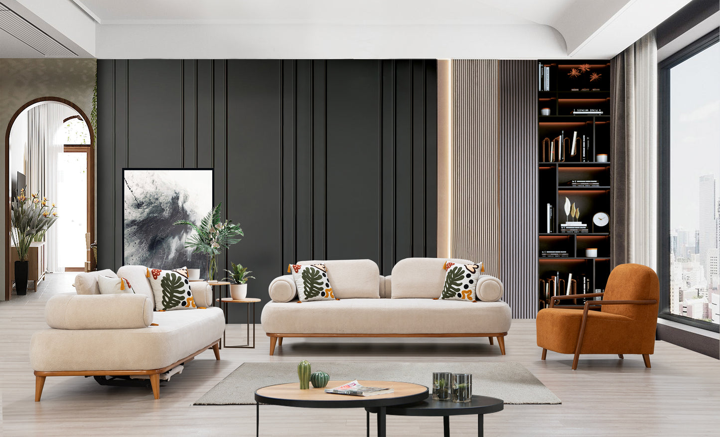 Sitzgruppe/Sofa Set - Wohnzimmergarnitur "Hortensia" 3+3+1 - Nobelaa