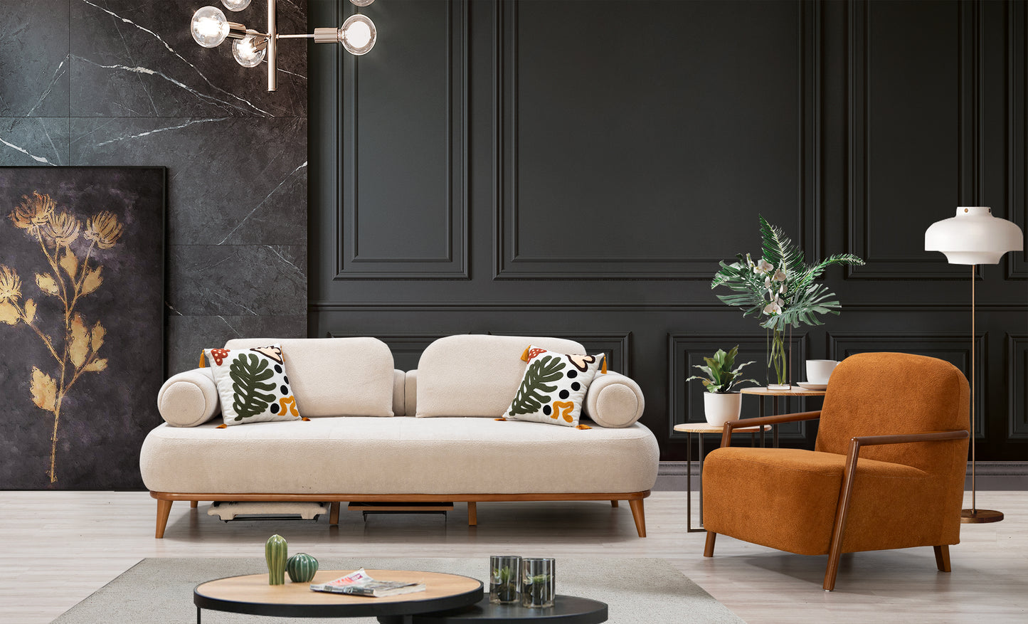 Sitzgruppe/Sofa Set - Wohnzimmergarnitur "Hortensia" 3+3+1 - Nobelaa