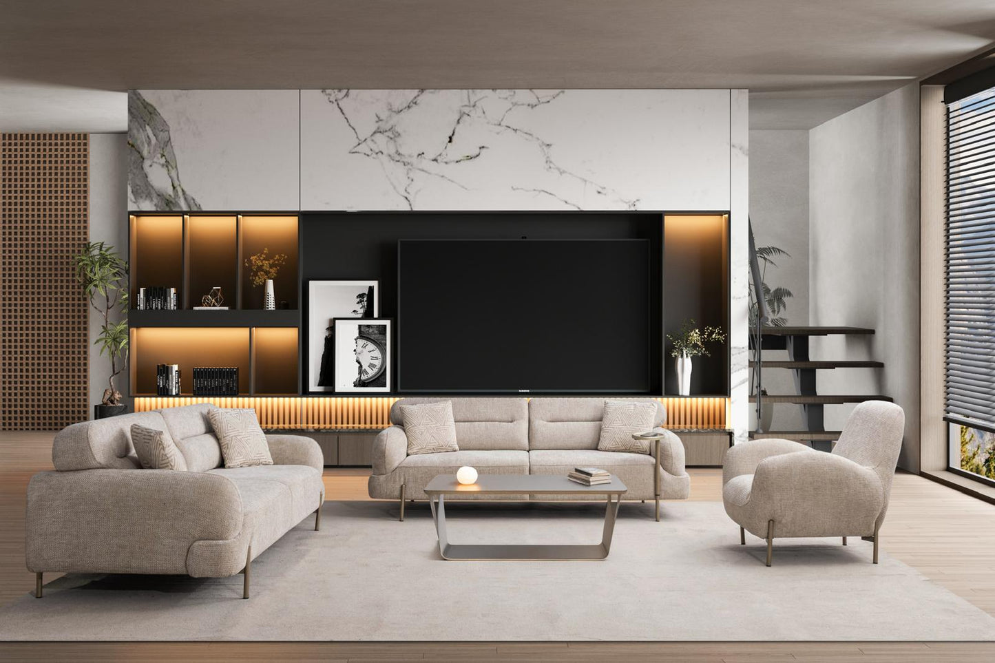 Sitzgruppe/Sofa Set - Wohnzimmergarnitur "Irisia" 3+3+1 - Nobelaa