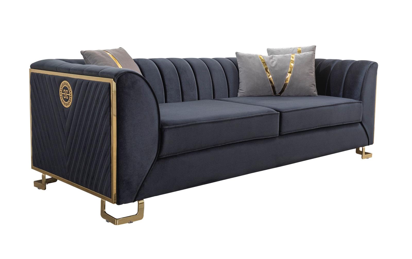 Sitzgruppe/Sofa Set - Wohnzimmergarnitur "Ismene" 3+3+1+1 - Dunkelblau/Grau - Nobelaa