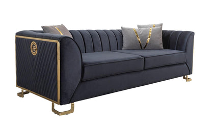 Sitzgruppe/Sofa Set - Wohnzimmergarnitur "Ismene" 3+3+1+1 - Dunkelblau/Grau - Nobelaa