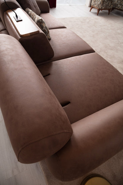 Sitzgruppe/Sofa Set - Wohnzimmergarnitur "Kerria" 3+3+1 - Braun/Beige - Nobelaa
