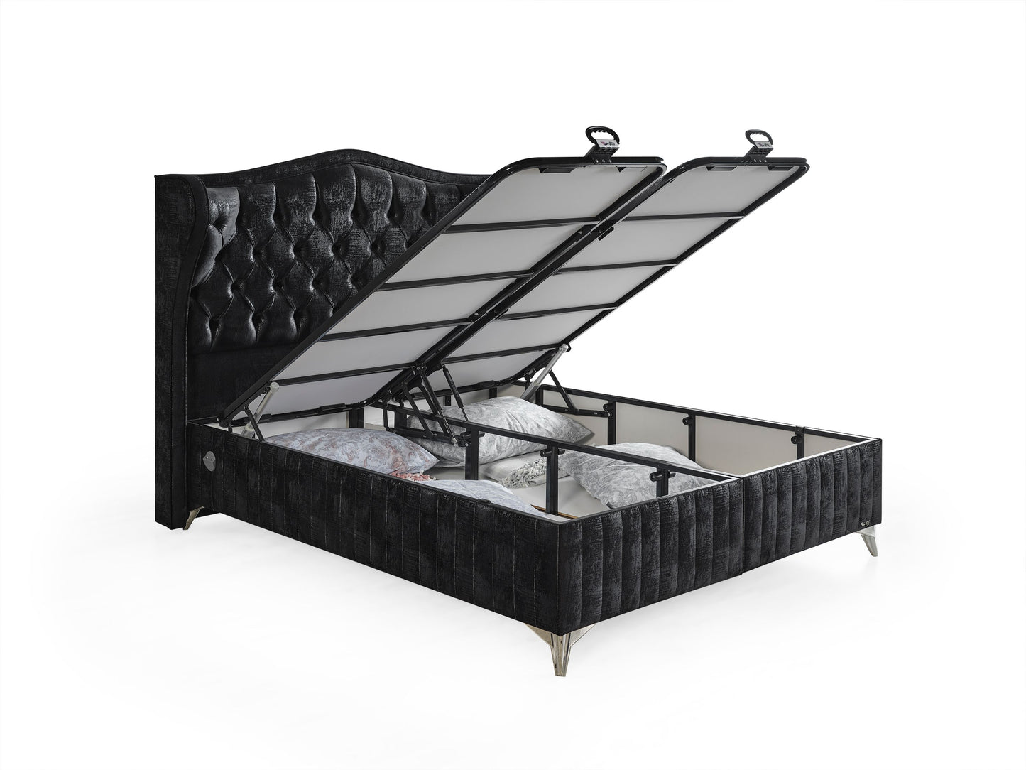 Schlafzimmer-Set "Lavendia" – Bett mit Bettkasten, Nachttisch und Matratze