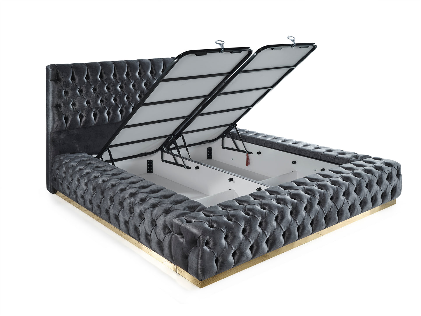 Schlafzimmer-Set "Liora" – Bett mit Bettkasten und Matratze, Nachttisch, Kommode