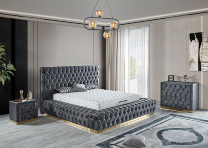 Schlafzimmer-Set "Liora" – Bett mit Bettkasten und Matratze, Nachttisch, Kommode