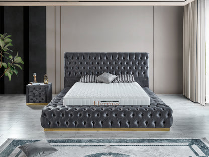 Schlafzimmer-Set "Liora" – Bett mit Bettkasten und Matratze, Nachttisch, Kommode