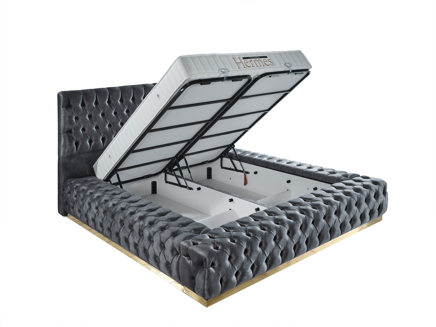 Schlafzimmer-Set "Liora" – Bett mit Bettkasten und Matratze, Nachttisch, Kommode