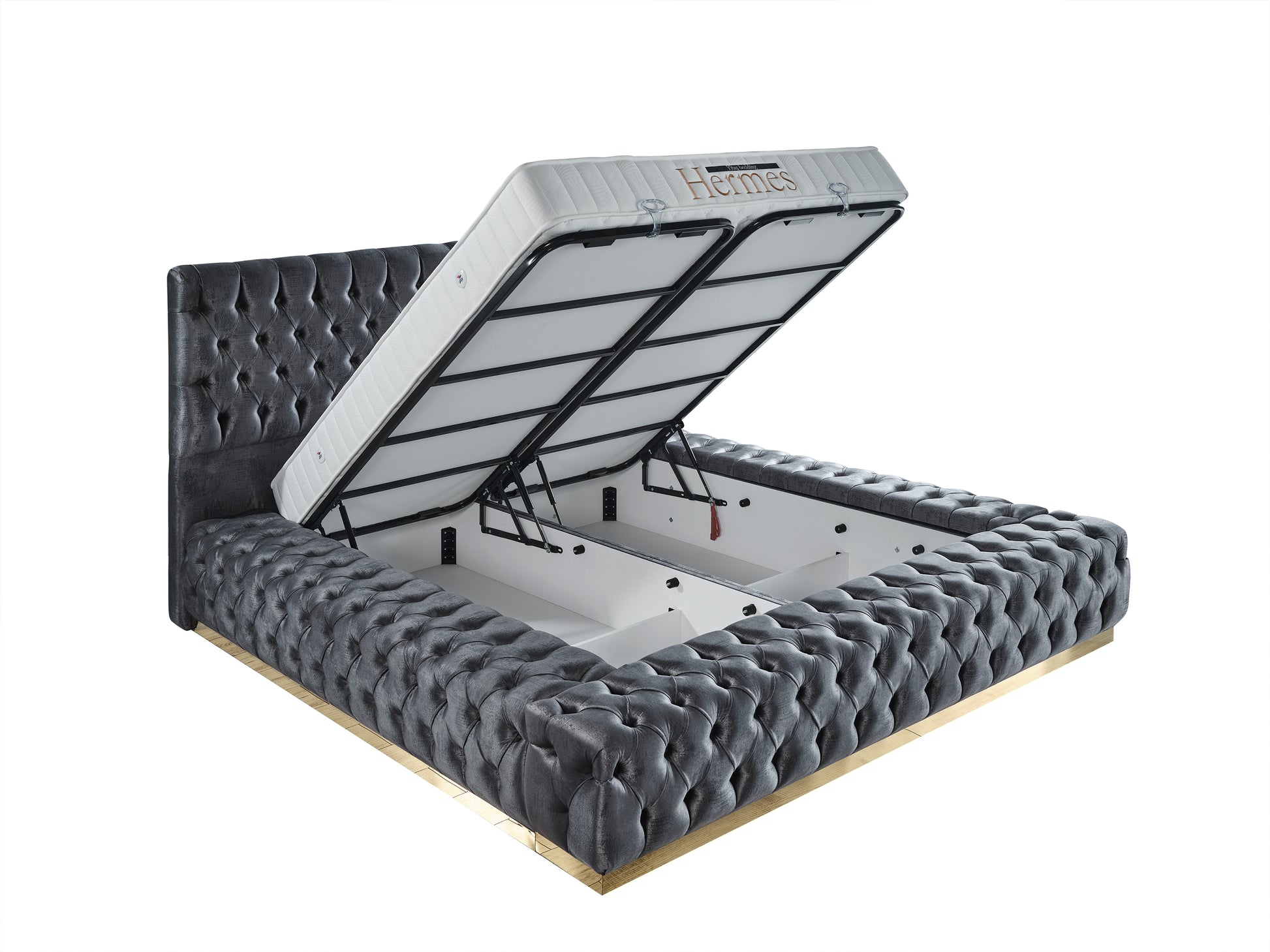 Schlafzimmer-Set "Liora" – Bett mit Bettkasten und Matratze, Nachttisch, Kommode