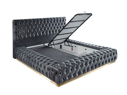 Schlafzimmer-Set "Liora" – Bett mit Bettkasten und Matratze, Nachttisch, Kommode