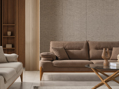 Sitzgruppe/Sofa Set - Wohnzimmergarnitur "Lobelia" 3+3+1+1 - Grau/Braun - Nobelaa