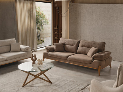 Sitzgruppe/Sofa Set - Wohnzimmergarnitur "Lobelia" 3+3+1+1 - Grau/Braun - Nobelaa
