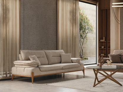 Sitzgruppe/Sofa Set - Wohnzimmergarnitur "Lobelia" 3+3+1+1 - Grau/Braun - Nobelaa