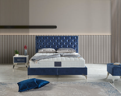 Schlafzimmer-Set "Lona" – Bett mit Bettkasten und Matratze , Nachttisch, Hocker