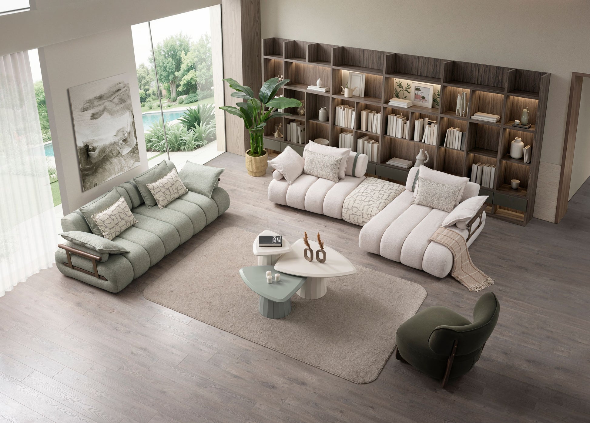 Sitzgruppe/Sofa Set - Wohnzimmergarnitur "Luccani" 3 Sitzer + Ecksofa + Mittelkonsole +1 Sitzer