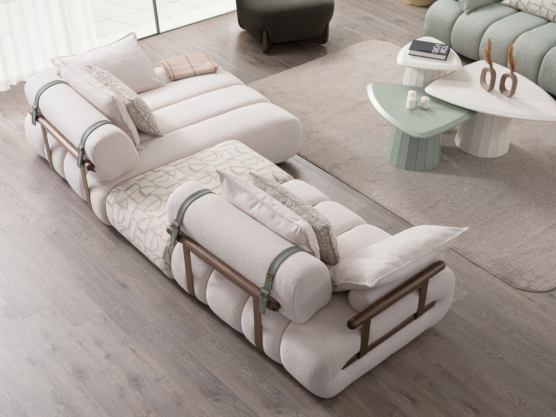 Sitzgruppe/Sofa Set - Wohnzimmergarnitur "Luccani" 3 Sitzer + Ecksofa + Mittelkonsole +1 Sitzer
