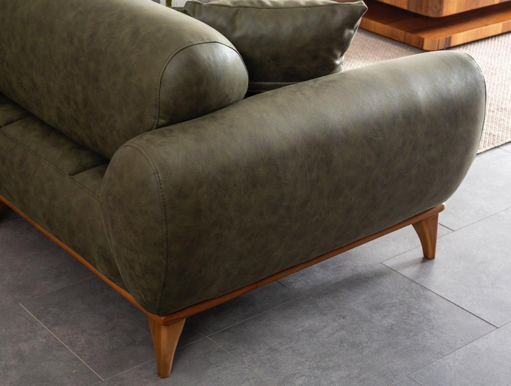 Sitzgruppe/Sofa Set - Wohnzimmergarnitur "Lupine" 3+3+1 - Grün/Beige - Nobelaa