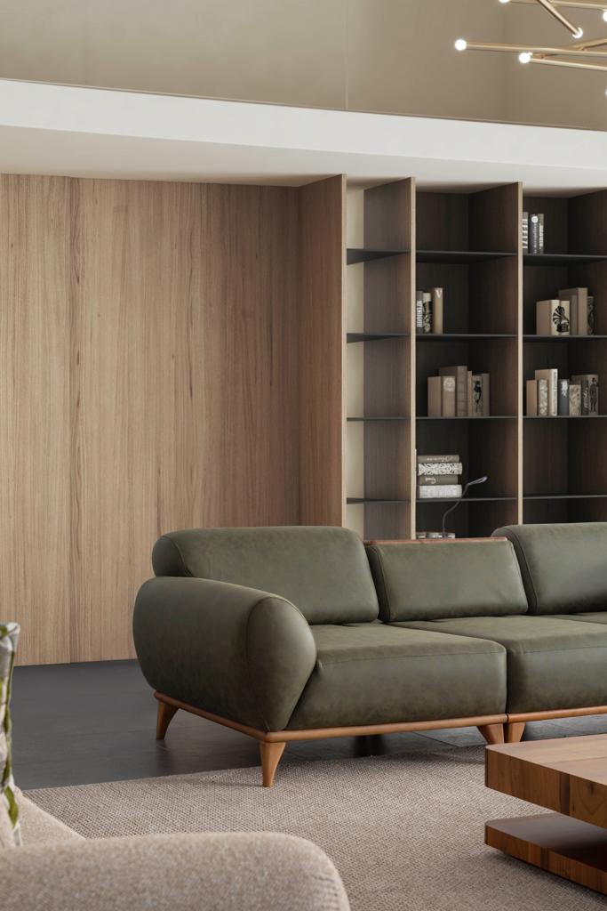 Sitzgruppe/Sofa Set - Wohnzimmergarnitur "Lupine" 3+3+1 - Grün/Beige - Nobelaa