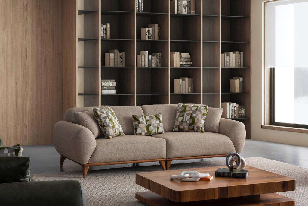 Sitzgruppe/Sofa Set - Wohnzimmergarnitur "Lupine" 3+3+1 - Grün/Beige - Nobelaa