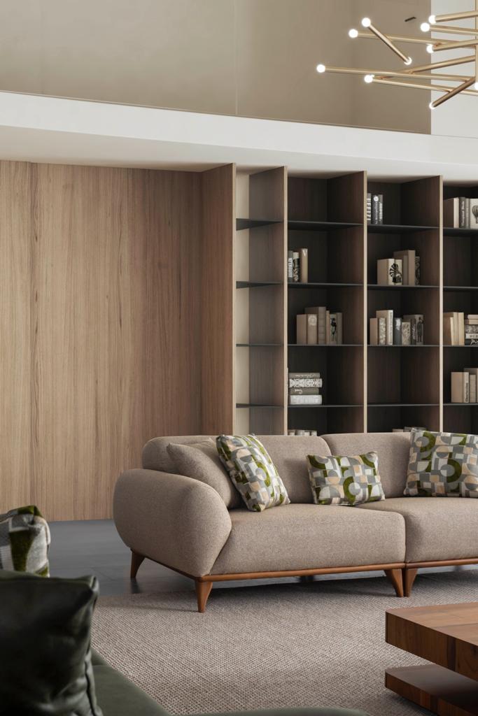 Sitzgruppe/Sofa Set - Wohnzimmergarnitur "Lupine" 3+3+1 - Grün/Beige - Nobelaa