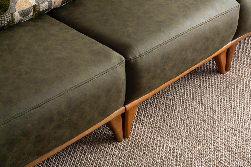 Sitzgruppe/Sofa Set - Wohnzimmergarnitur "Lupine" 3+3+1 - Grün/Beige - Nobelaa