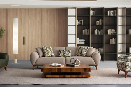 Sitzgruppe/Sofa Set - Wohnzimmergarnitur "Lupine" 3+3+1 - Grün/Beige - Nobelaa