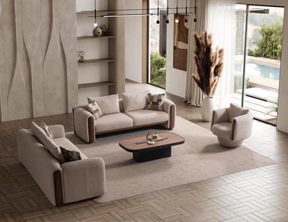 Sitzgruppe/Sofa Set - Wohnzimmergarnitur "Lupinella" 3+3+1 - Beige - Nobelaa