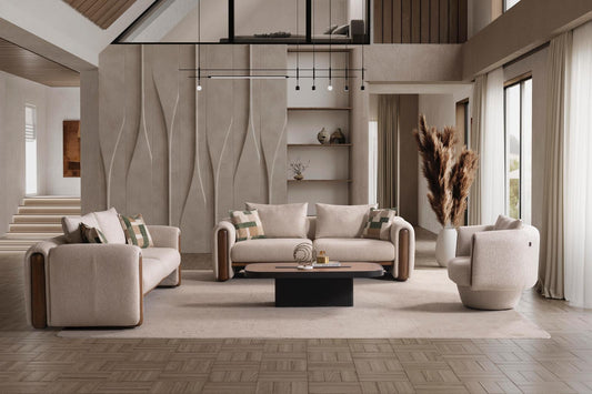 Sitzgruppe/Sofa Set - Wohnzimmergarnitur "Lupinella" 3+3+1 - Beige - Nobelaa