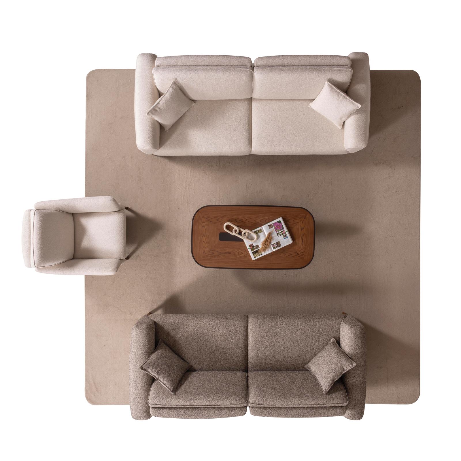 Sitzgruppe/Sofa Set - Wohnzimmergarnitur "Mallow" 3+3+1 - Sand/Beige - Nobelaa