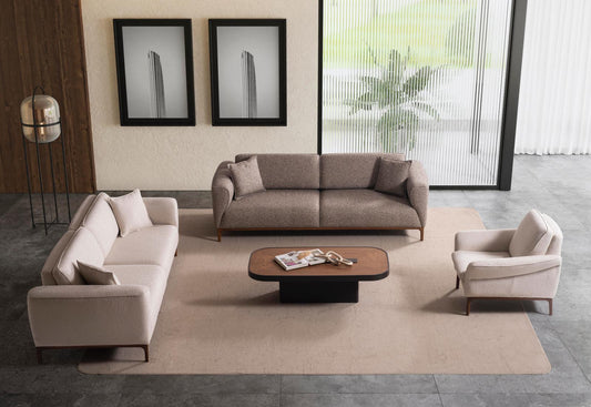 Sitzgruppe/Sofa Set - Wohnzimmergarnitur "Mallow" 3+3+1 - Sand/Beige - Nobelaa