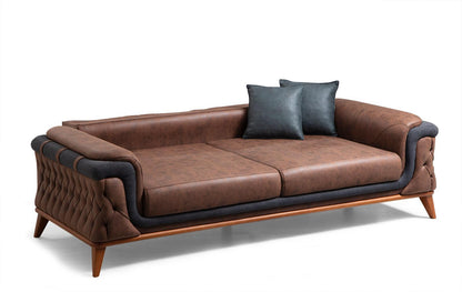 Sitzgruppe/Sofa Set - Wohnzimmergarnitur "Mayflower" 3+3+1+1 - Blau/Braun - Nobelaa