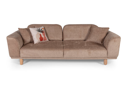 Sitzgruppe/Sofa Set - Wohnzimmergarnitur "Midnight" 3+3+1- Hellbraun/Weiß - Nobelaa