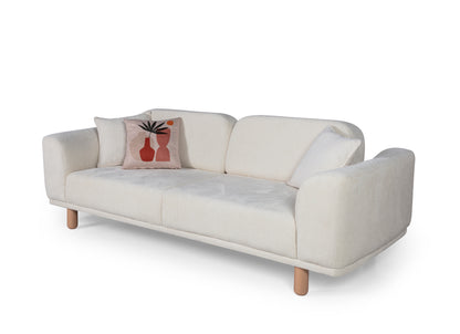 Sitzgruppe/Sofa Set - Wohnzimmergarnitur "Midnight" 3+3+1- Hellbraun/Weiß - Nobelaa