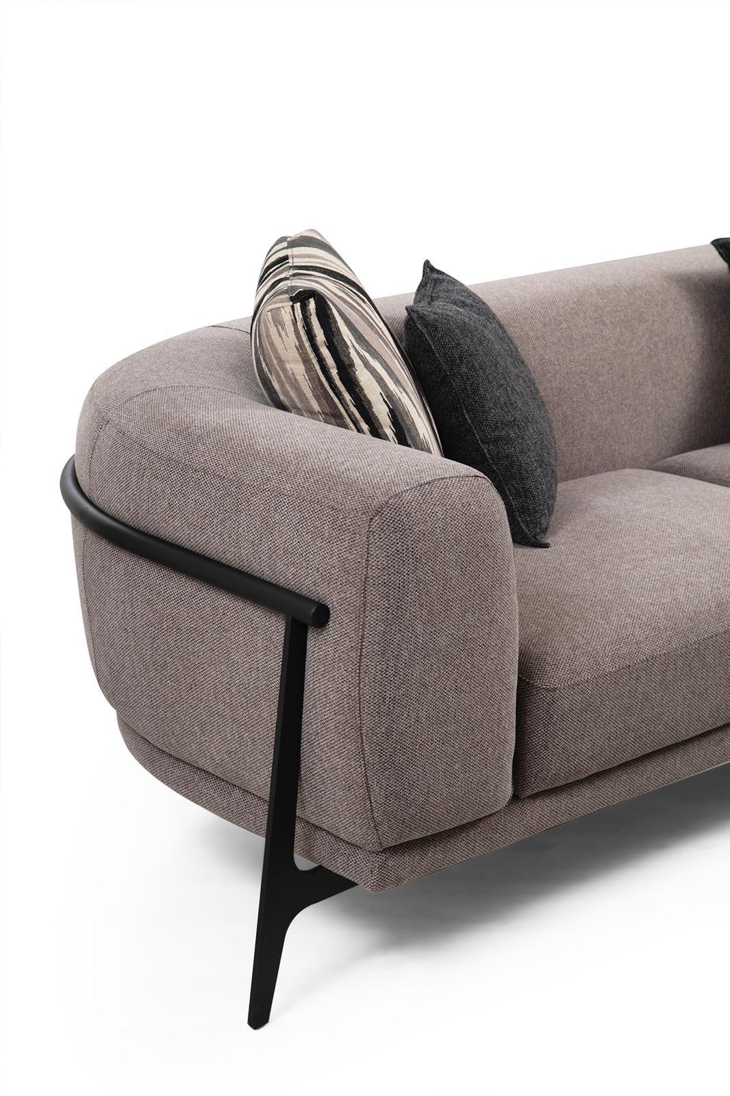 Sitzgruppe/Sofa Set - "Mock-orange" - Ecksofa + 3-Sitzer + Sessel - Orange/Grau - Nobelaa