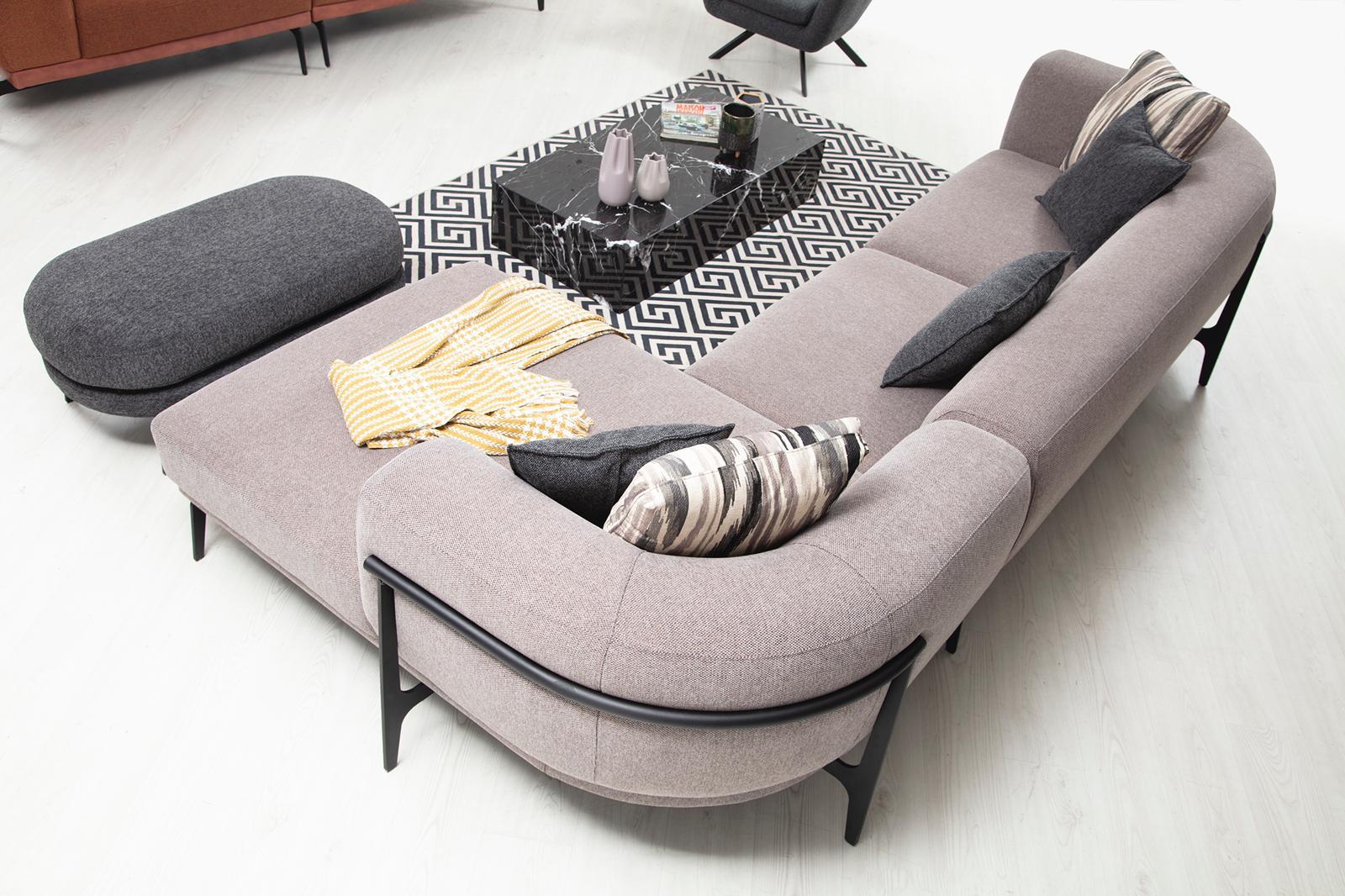 Sitzgruppe/Sofa Set - "Mock-orange" - Ecksofa + 3-Sitzer + Sessel - Orange/Grau - Nobelaa